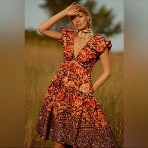 NWT Anthropologie multi color Midi Dress with pockets size 0